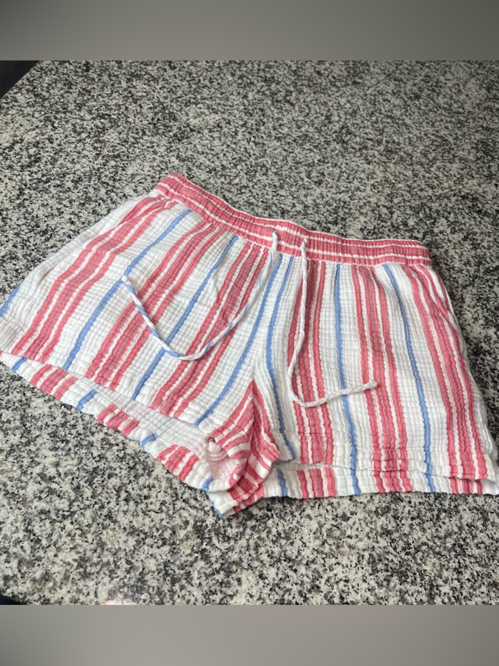 Loft women’s medium cotton drawstring soft shorts patriotic red white blue